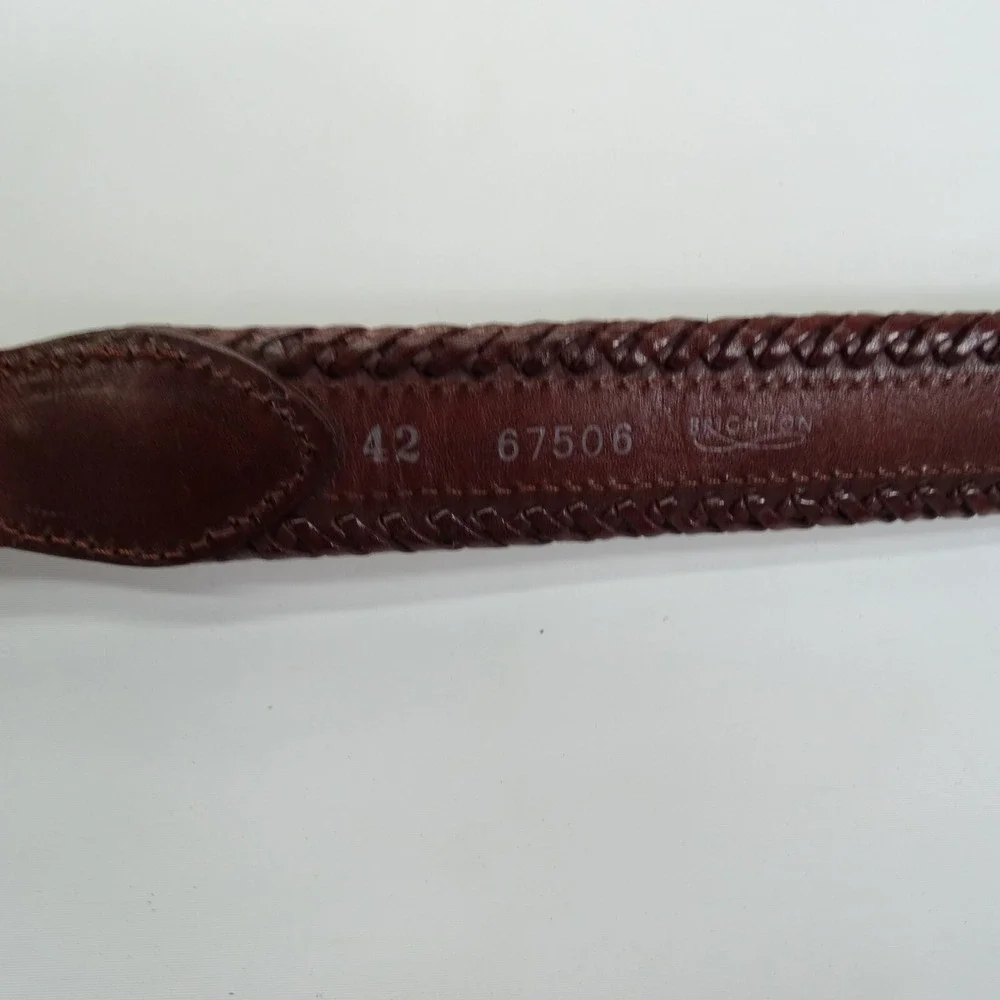 Brighton Santos Fabric Leather Men's Size 42 Buckle Belt 67506 Braided Egde Prep